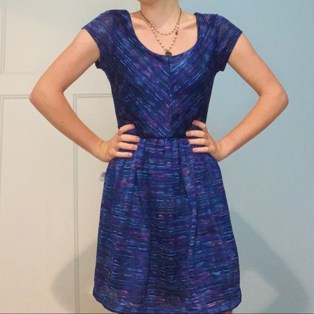 Blue Multicolored Mini Dress